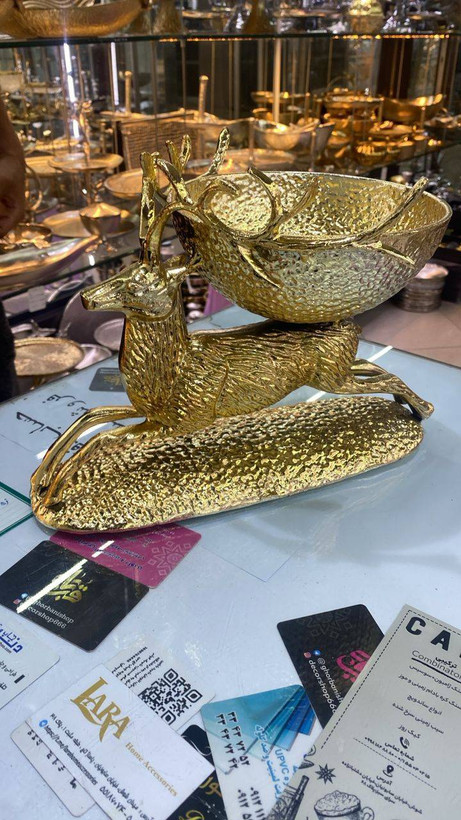 ست سه عددی گوزن شیرینیخوری، آجیلخوری و میوهخوری آلومینیومی